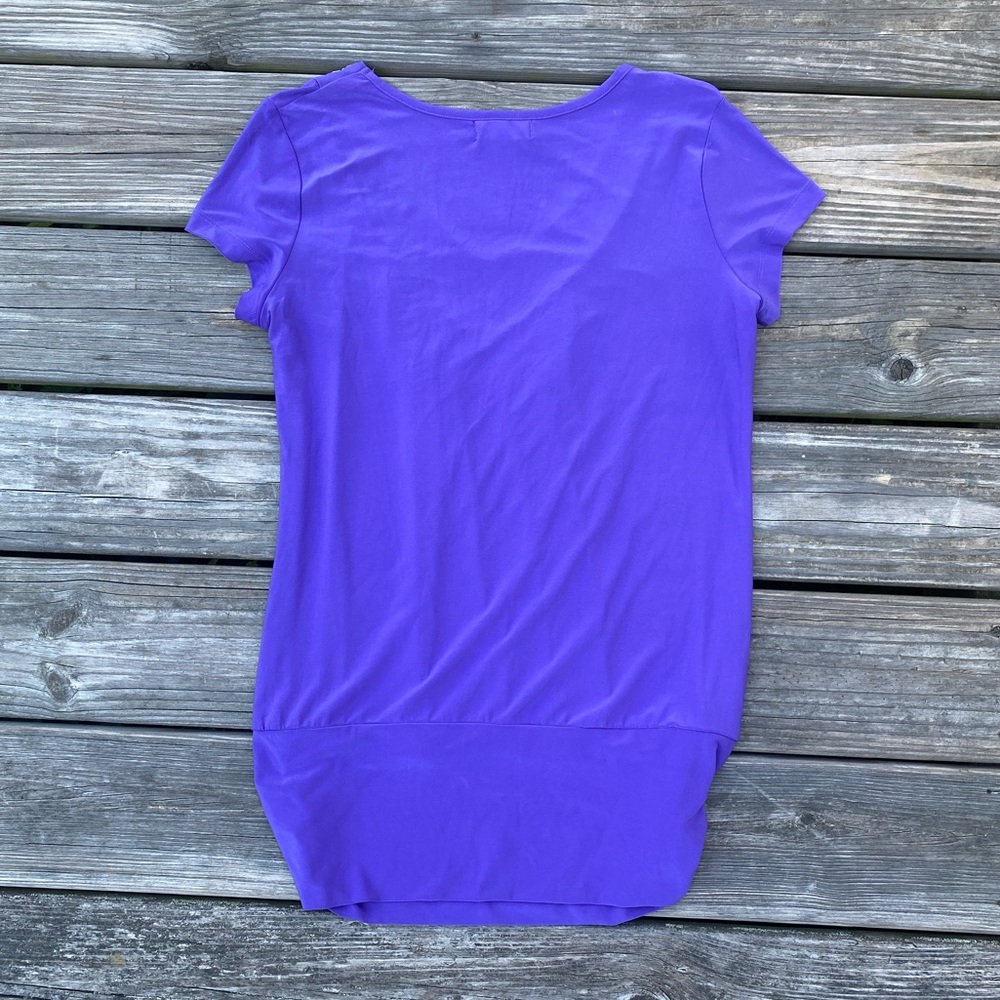 Casual Land Purple blouse silver tone accents around v neck - Picture 5 of 6